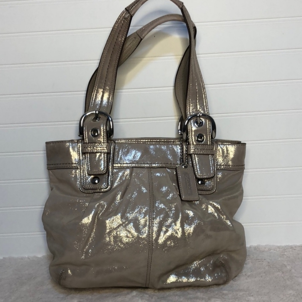 Coach Soho pleated gold shimmer leather shoulder bag